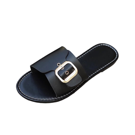 Iyufng Women Flat Soles Sandals Summer Metal Buckle Slippers Casual Outdoor Shoes Beach Slippers