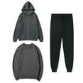 thumbnail image 1 of Iyufng Women Hoodie Set 3 Piece Plus Size Hooded Sweatshirt and Sweatpants Sets,Winter Solid Zipper Hoodie+Round Neck Hoodie+Pants Couple Long Sleeve,Jogger Outfit Sweat Suits Tracksuit, 1 of 5