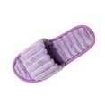 thumbnail image 1 of Iyufng Women Vertical Striped Fluffy Plush Open Toe Slide Slippers Soft Warm Cozy Indoor House Slippers, 1 of 5