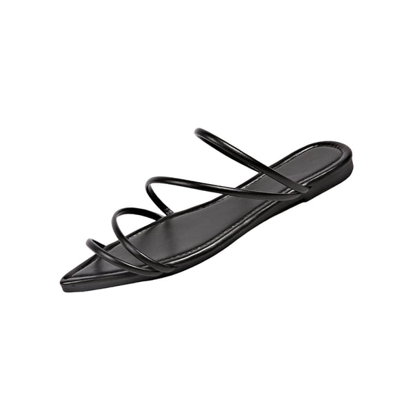 Iyufng Women's Flats Sandals Pointed-Toe Strappy Sandals Summer Trends Outdoor Open-Toe Beach Shoes