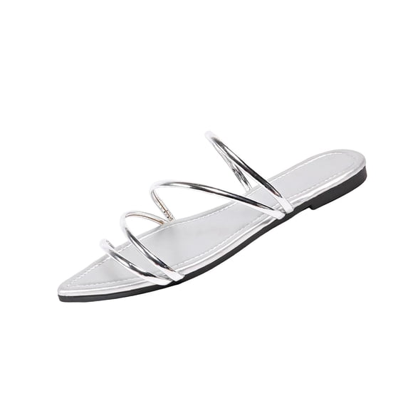 Iyufng Women's Flats Sandals Pointed-Toe Strappy Sandals Summer Trends Outdoor Open-Toe Beach Shoes