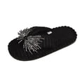 thumbnail image 1 of Iyufng Women's Fuzzy Plush Thong Slippers Sparkly Rhinestone Bow Decor Soft Cozy Indoor House Flip Flop Slides, 1 of 9