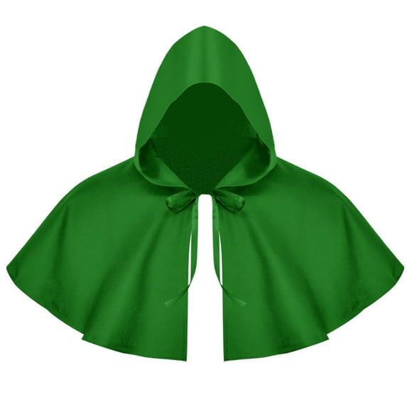 Iyufng Women's Hooded Cape with Front Satin Tie Short Cloak Little Red Riding Hood Witch Fairy Cosplay Outfit for Halloween Carnival Photo Shoot