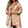 thumbnail image 1 of Iyufng Women's Hooded Quilted Mid Length Puffer Jackets, Zip Up High Low Winter Coat with Side Pockets, 1 of 7