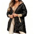 thumbnail image 1 of Iyufng Women's Hooded Quilted Mid Length Puffer Jackets, Zip Up High Low Winter Coat with Side Pockets, 1 of 6