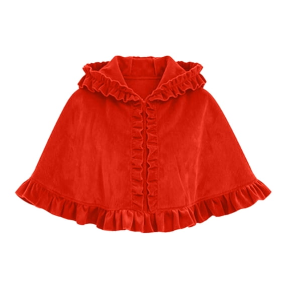 Iyufng Women's Ruffle Trim Velvet Cape Front Bow Tie Short Cloak Cosplay Wrap for Halloween Carnival Photo Shoot