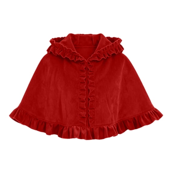 Iyufng Women's Ruffle Trim Velvet Cape Front Bow Tie Short Cloak Cosplay Wrap for Halloween Carnival Photo Shoot