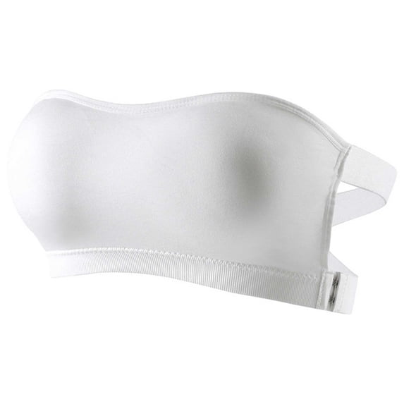 Iyufng Women's Strapless Anti Slip Cross Strap Side Closure Bandea Bra Seamless Molded Invisible Bralette