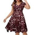 thumbnail image 1 of Iyufng Women's Summer Dresses V-Neck Printed Short Sleeve Mini Dress, 1 of 8