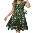 thumbnail image 1 of Iyufng Women's Summer Dresses V-Neck Printed Short Sleeve Mini Dress, 1 of 6
