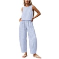thumbnail image 1 of Iyufng Women's Two Piece Sets Pull Over Tank Top and Straight Leg Pants Set Casual Summer Checkered Print Outfits, 1 of 7