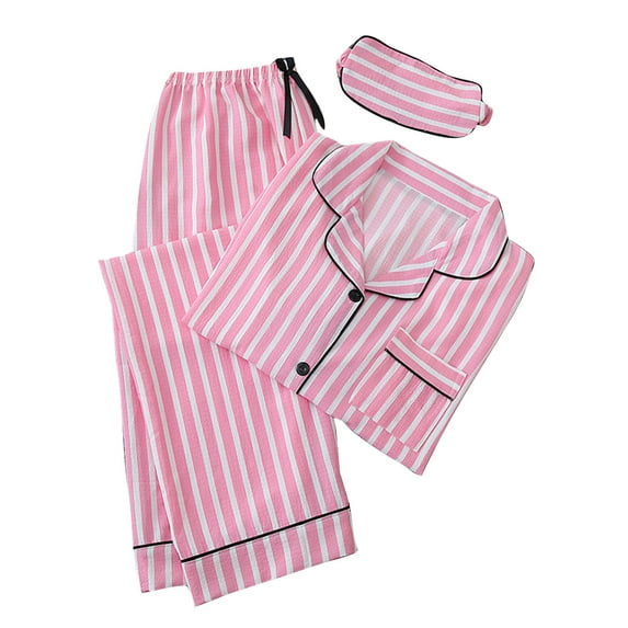 Iyufng Womens 3 Piece Pajama Sets,Pajama Sets for Women Plus Size,Women's Causual Homewear Pajamas Sets Stripe Pajama Nightwear Sleepwear 3PC Sets,Sleepwear Sets