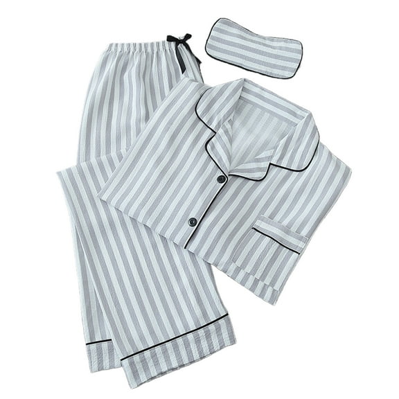 Iyufng Womens 3 Piece Pajama Sets,Pajama Sets for Women Plus Size,Women's Causual Homewear Pajamas Sets Stripe Pajama Nightwear Sleepwear 3PC Sets,Sleepwear Sets