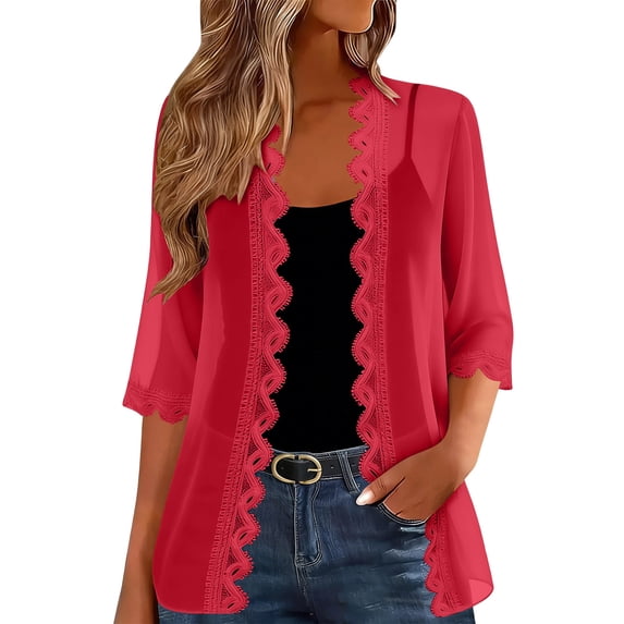 Iyufng Womens Cardigans Lightweight Casual Chiffon Short Sleeve Jacket, Thin Cardigan Tops