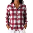 thumbnail image 1 of Iyufng Womens Collared Plaid Button Down Shirts Casual Long Sleeve Blouse, 1 of 6