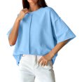 thumbnail image 1 of Iyufng Womens Crew Neck T-Shirt Front Vertical Seam Drop Shoulder Oversized Short Sleeve Loose Solid Casual Daily Top, 1 of 7