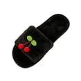 thumbnail image 1 of Iyufng Womens Cute Cherry Decor Fluffy Fuzzy Slide Slippers Soft Plush Open Toe Warm Indoor House Shoes, 1 of 5
