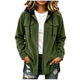 thumbnail image 1 of Iyufng Womens Hooded Corduroy Jackets Button Down Long Sleeve Casual Coat with Chest Pockets and Drawstring Hood, 1 of 9