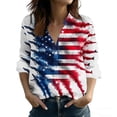 thumbnail image 1 of Iyufng Womens Independence Day Printed Tops Button Down Long Sleeve Collared Shirt, 1 of 5