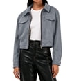 thumbnail image 1 of Iyufng Womens Lapel Suede Cropped Jackets Long Sleeve Zip Up Casual Short Coat with Side Pockets, 1 of 9
