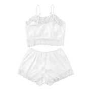 IYUFNG Womens Pajama Sets,Camisole Pajamas for Women Plus Size,Sexy Underwear Suspender Lace Suspender Three-point Breast Wrap Lace Underwear Suit Pajama Suit,Sleepwear Sets,Summer Savings Clearance