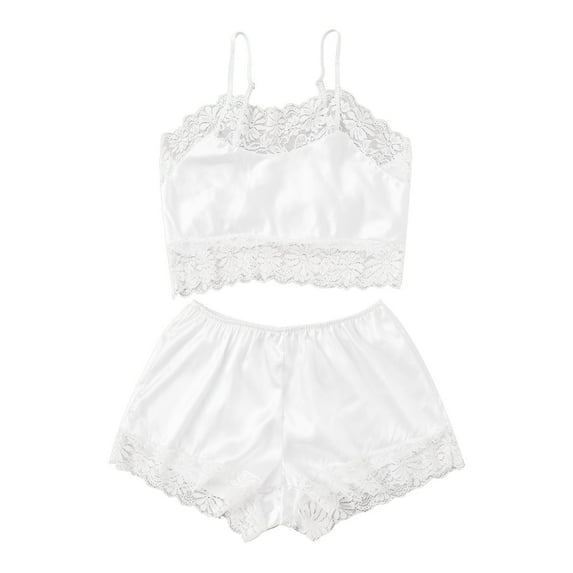 Iyufng Womens Pajama Sets,Camisole Pajamas for Women Plus Size, Underwear Suspender Lace Suspender Three-point Breast Wrap Lace Underwear Suit Pajama Suit,Sleepwear Sets