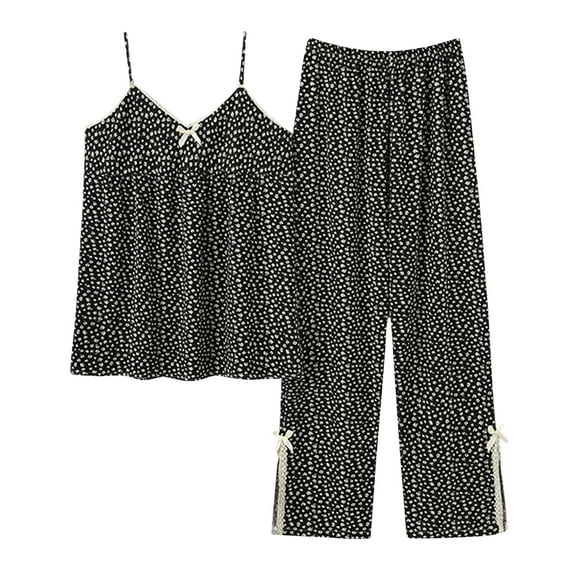 Iyufng Womens Pajama Sets,Camisole Pajamas for Women Plus Size,Suspender Shorts with Small Floral Patterns Can Be Worn Externally with A Chest Pad Loungewear,Sleepwear Sets