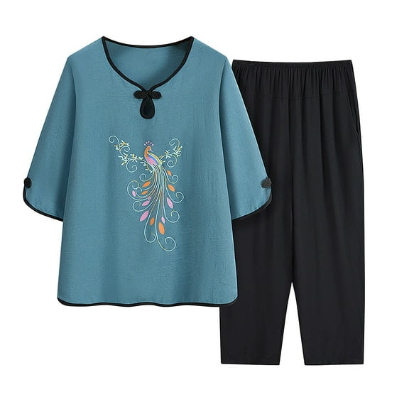 Iyufng Womens Pajama Sets,Pajama Sets for Women Plus Size,Women's Embroidered Two-piece Casual Home Set,Women's 2 Pieces Sleepwear Sets