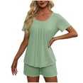 thumbnail image 1 of Iyufng Womens Pajamas Loungewear Pajamas,Fashion Solid Color Short Sleeved Shirt Pants Casual Home Wear Pajama Set,Sleepwear Sets for Women Shorts,S-XXL, 1 of 7
