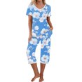 thumbnail image 1 of Iyufng Womens Pajamas Set,Loungewear Sets,V-neck Short Sleeve Pajamas Tops and Capri Pants Casual Pajamas with Pocket,Sleepwear Sets for Women,S-XXL, 1 of 1