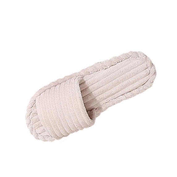 Iyufng Womens Striped Fleece Lined Open Toe Slide Slippers Soft Cozy Plush Warm Winter Indoor House Shoes