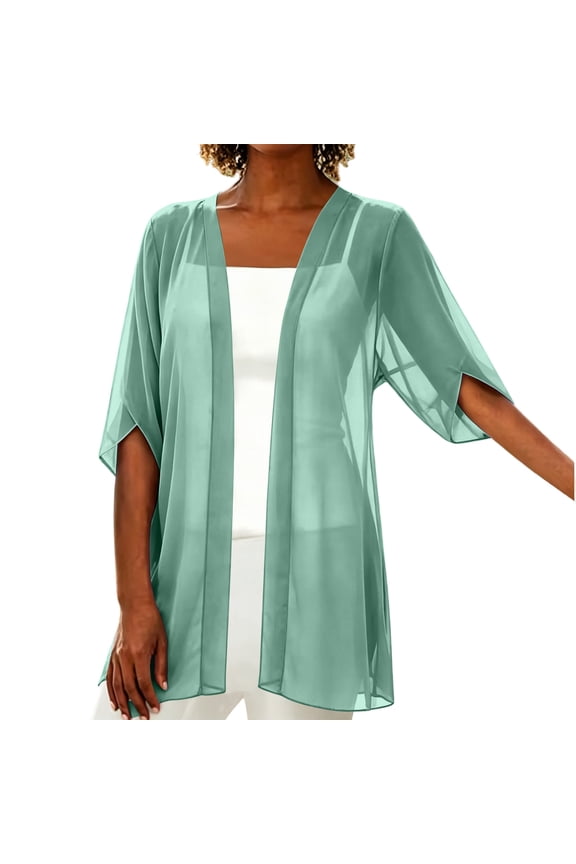 Womens Summer Cardigans Open Front Thin Casual Chiffon Cardigan Tops for Women