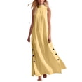 thumbnail image 1 of Iyufng Womens Summer Dresses Casual Mock Neck Sleeveless Button-Down Split Dress, 1 of 8