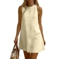 thumbnail image 1 of Iyufng Womens Summer Dresses Casual Solid Color Round Neck Sleeveless Back Button Short Dress, 1 of 9