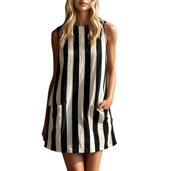 Iyufng Womens Summer Striped Tank Dresses with Pockets