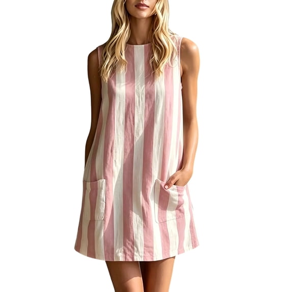 Iyufng Womens Summer Striped Tank Dresses with Pockets