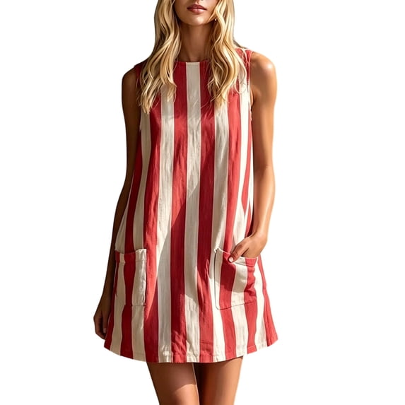 Iyufng Womens Summer Striped Tank Dresses with Pockets