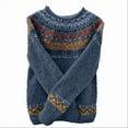 thumbnail image 1 of Iyufng Womens Sweaters Plus Size Long Sleeve Raglan Crew Neck Casual Vintage Print Knitted Pullover Jumper Tops Blue,L, 1 of 3