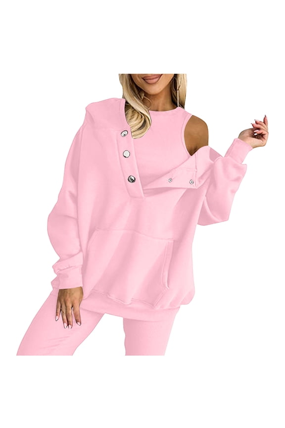 Womens Sweatsuits 2 Piece Set Clearance,Plus Size Hooded Sweatshirt and Sweatpants Sets,Oversized Hoodies Sweatshirt-singlet Pullover With Pockets Fall,Jogger Outfit Sweat Suits Tracksuit