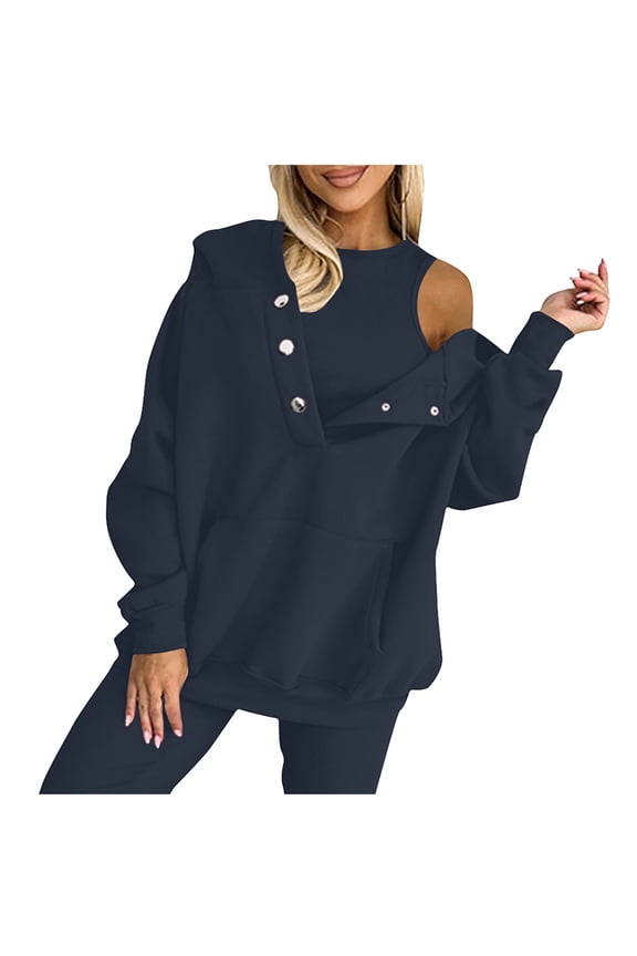 Womens Sweatsuits 2 Piece Set Clearance,Plus Size Hooded Sweatshirt and Sweatpants Sets,Oversized Hoodies Sweatshirt-singlet Pullover With Pockets Fall,Jogger Outfit Sweat Suits Tracksuit