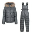 thumbnail image 1 of Iyufng Womens Sweatsuits 2 Piece Set Clearance,Plus Size Winter Coat Sets,Winter Outdoor Snow Sports Jumpsuit Collar Coat Fashion Windproof Hooded Snowsuit,Jogger Outfit Sweat Suits Tracksuit, 1 of 5