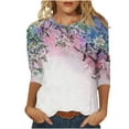 thumbnail image 1 of Iyufng Womens Tops 3/4 Sleeve,Shirts for Women Plus Size,Women's Fashion Printed T-shirt Blouse Round Neck Casual Tops, 1 of 5