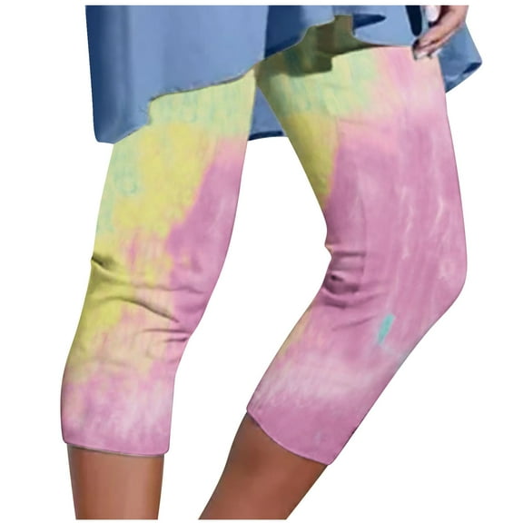 Iyufng Yoga Leggings for Women,Yoga Pants Plus Size Womens Athletic Cropped Pants Floral Printing Casual Elastic Waist Beach Pants