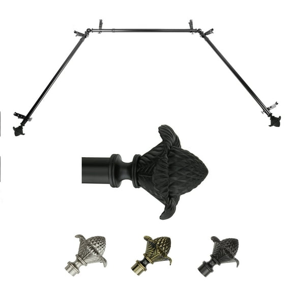 Izaak 13/16" Bay Window curtain rod 20"-36", 38"-72" - Black