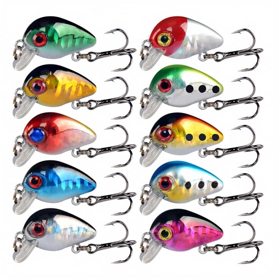 Izexuh 10 Pcs Laser Minnow Lure with Hooks and Bionic,Hard Plastic Artificial Bait for Tilapia and Bass,Reflective Minnow for Freshwater Fishing
