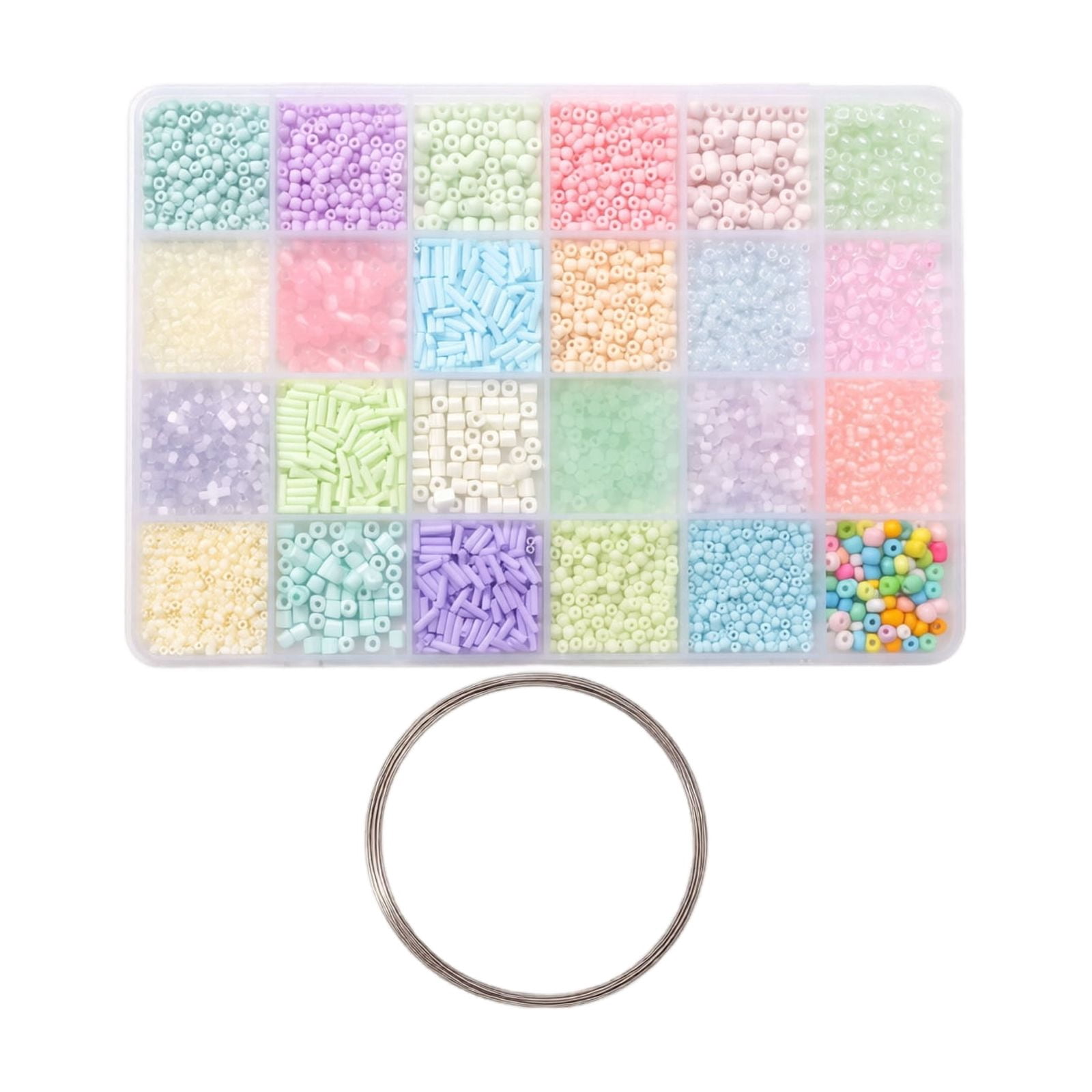 Izexuh 24 Compartment Seed Bead Storage Box, Assorted Color Glass Loose ...