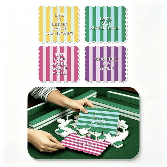 Izexuh 4 Piece Mahjong Shuffler Cards with Wavy Edge Design for Quick Tile Mixing,Durable Plastic Shuffling Tool for Home Game Parties and Mahjong Beginners Gift