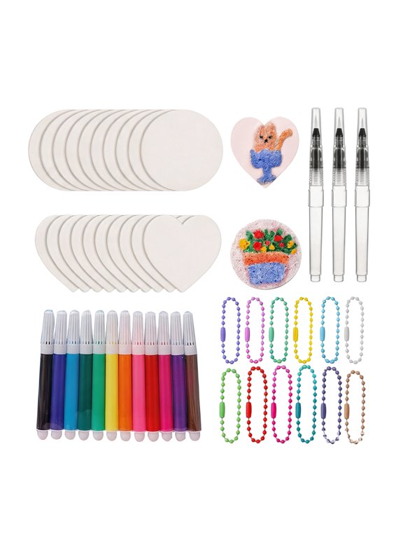 55 Pcs Puffy Bubble Painting Art Kit,Magic Fluffy Texture Paper Craft Set,DIY Raised Texture Drawing Supplies with Markers and Keychain Accessories for Art Creation