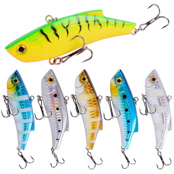 Izexuh 6 Pcs Winter Sinking VIB Lure with Vibration Action and Realistic,Hard Plastic Artificial Bait for Bass and Walleye,Cold Water Fishing Lure