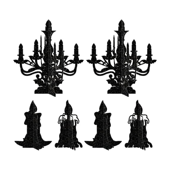Izexuh 6Pcs Black Halloween Candle Holder, 3D Stand for Home Desktop, Spooky Party Table Decor with Sturdy Paper Construction for Shelf Mantel Entryway and Holiday Party Display